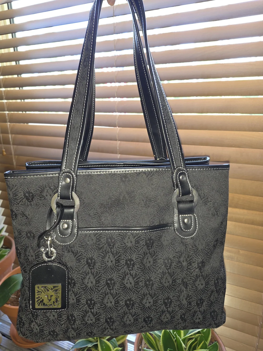 Anne Klein Patterned Tote with Leather Trim